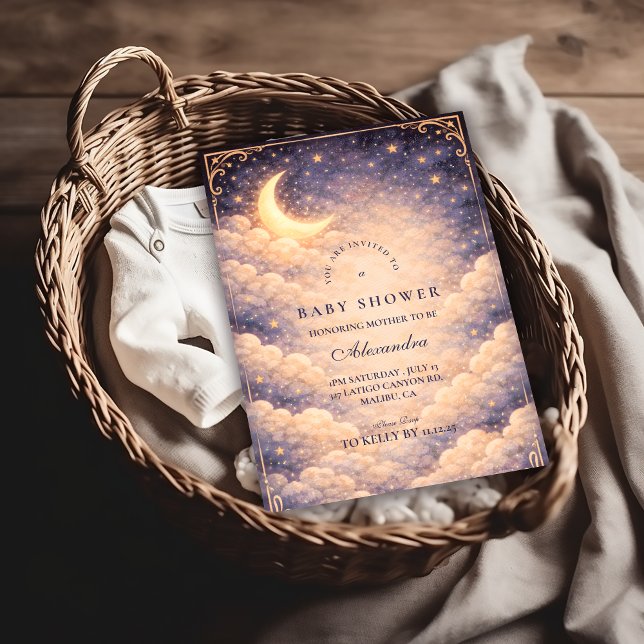 Celestial Moon Stars Neutral Baby Shower Inbjudningar (Skapare uppladdad)