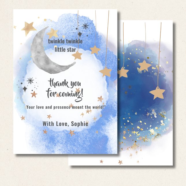 Celestial Moon Stars, Pastel Blue And Gold Tack Kort (Skapare uppladdad)