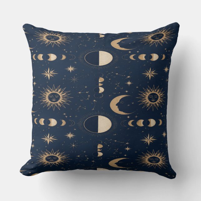 Celestial Moon Stars Pillow Kudde (Framsida)