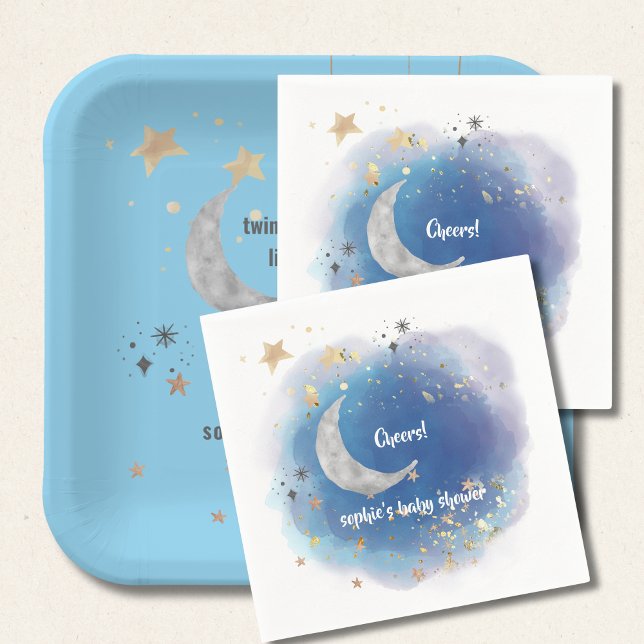 Celestial Moon Stars, Royal Blue And Gold Abstract Pappersservett (Skapare uppladdad)