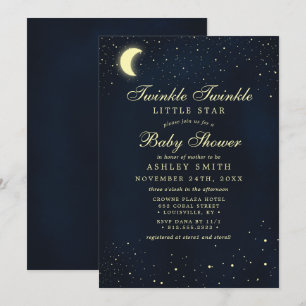 Celestial Moon Stars Twinkle Twinkle Baby Shower Inbjudningar