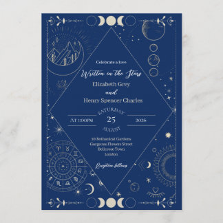 Celestial moon sun stars constellations wedding inbjudningar