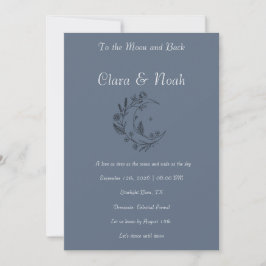 Celestial Moon Wedding Invitation Dusty Blue Inbjudningar