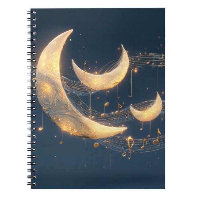 Celestial Moonlight Melody Notebook Anteckningsbok (Framsidan)