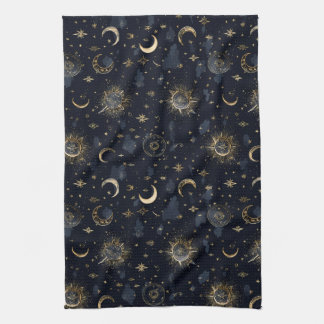 Celestial Moons & Stars Wrapping Paper Gold/Navy Kökshandduk
