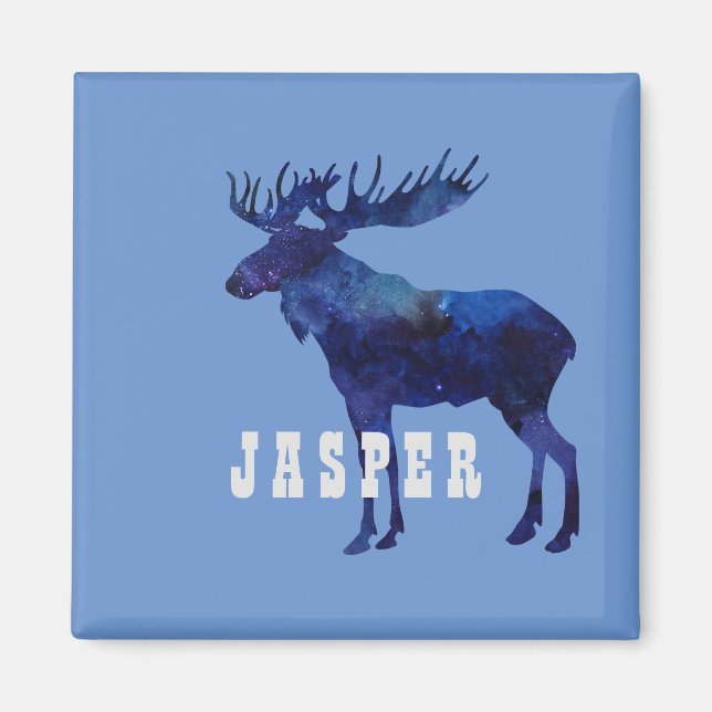 Celestial Moose Silhouette Anpassningsbar Magnet (Framsidan)