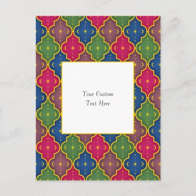 Celestial Moroccan-plattor (vit bakgrund) Anpassad Vykort (Framsida)