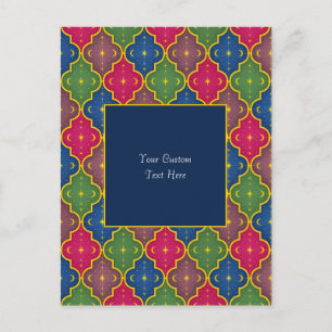 Celestial Moroccan Tile (blå bakgrund) Anpassad Vykort