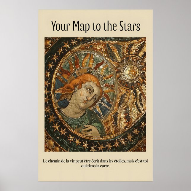 Celestial Mosaic Art Print Sun & Star Mythology Poster (Framsidan)