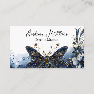 Celestial Moth Blue och Guld Psychic Visitkort