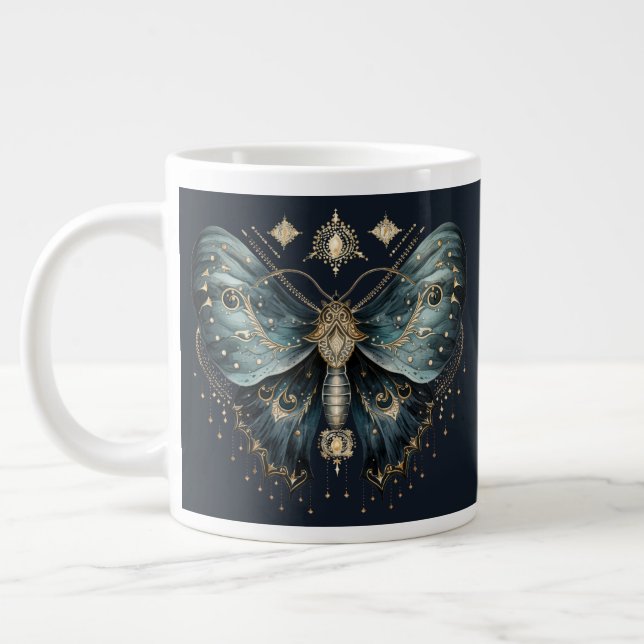 Celestial Moth Dark Aesthetic Coffee Mug Jumbo Mugg (Vänster)