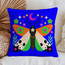 Celestial Moth på Blå Maximalistisk Blommig Insekt