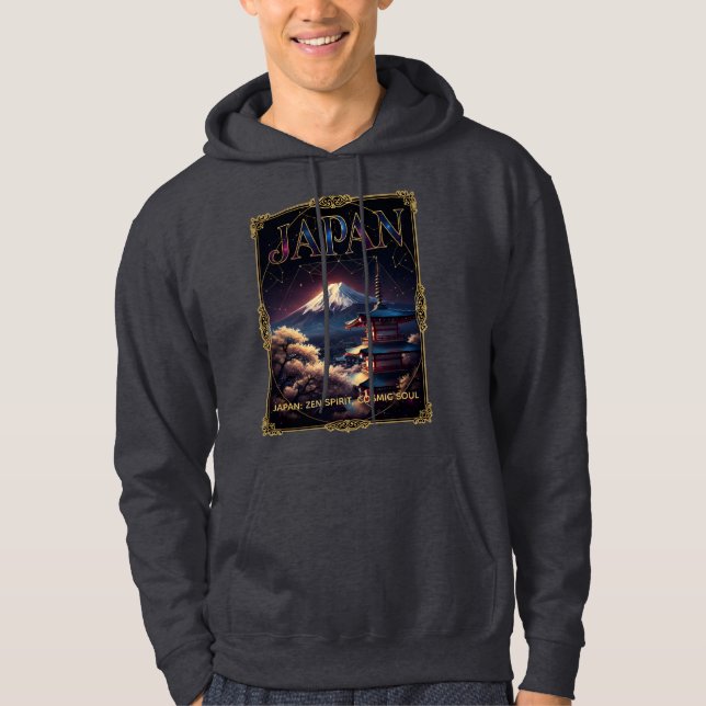 Celestial Mount Fuji Japan Pagoda Travel Art Hoodie (Framsida)