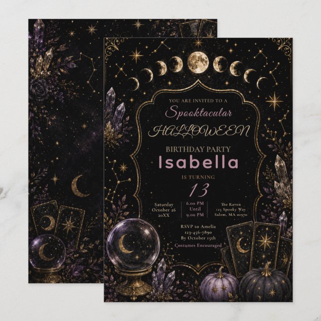 Celestial Mystic Halloweenfest Inbjudningar (Fram/baksida)