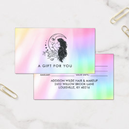 Celestial Mystic Måne Goddes Rainbow Gift Card Visitkort