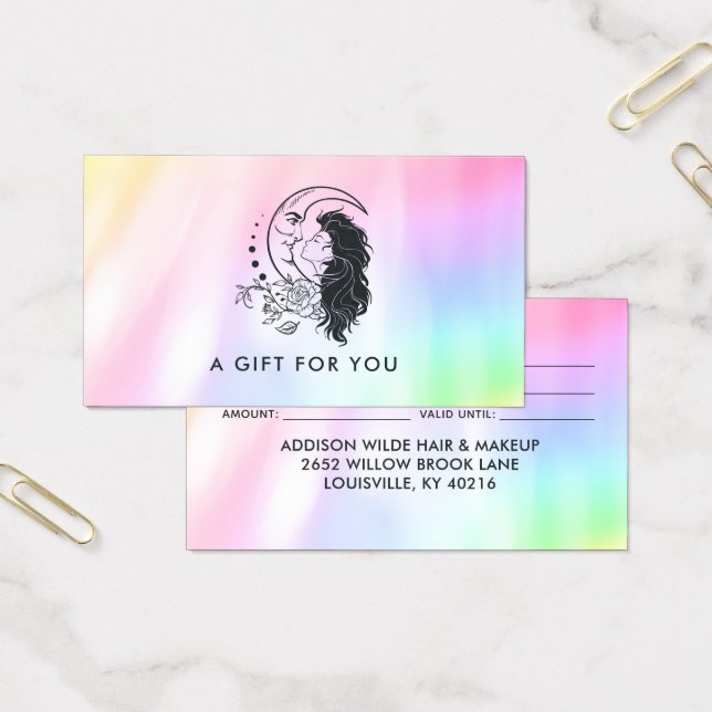 Celestial Mystic Måne Goddes Rainbow Gift Card Visitkort (Kontor)