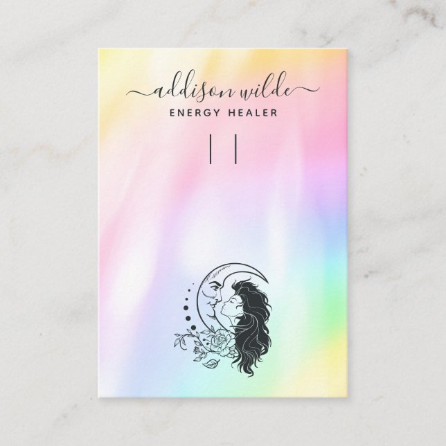 Celestial Mystic Måne Goddess Keychain Visning Visitkort (Framsida)