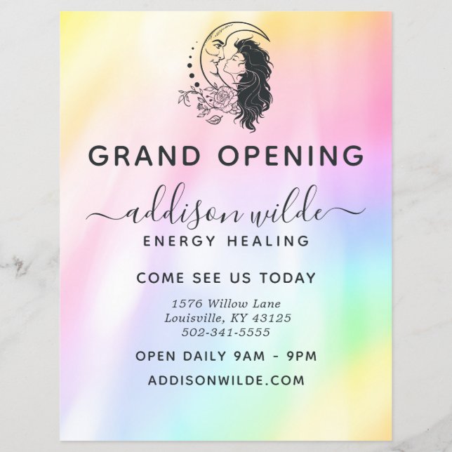 Celestial Mystic Måne Goddess Rainbow Business Reklamblad (Framsidan)