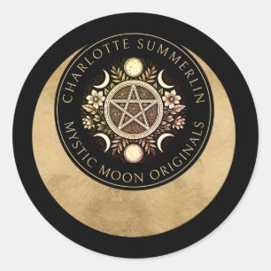 Celestial Mystic Måne Jewelry Designer Sticker Runt Klistermärke
