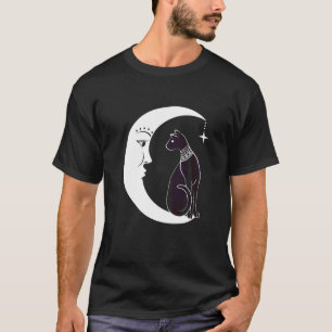 Celestial Mystical Black Cat Familiar Pagan Witchc T Shirt