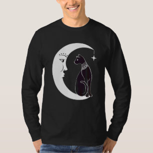 Celestial Mystical Black Cat Familiar Pagan Witchc T Shirt