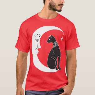 Celestial Mystical Black Cat Familiar Pagan Witchc T Shirt