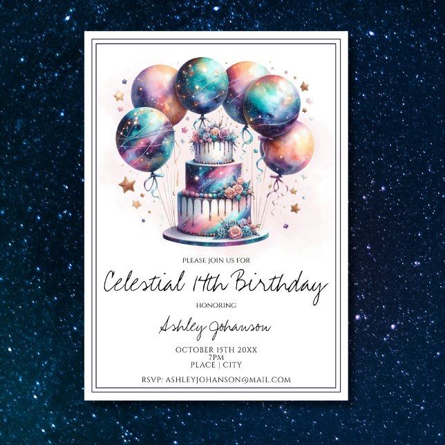 Celestial mystical Cosmic Astrology Birthday Inbjudningar (Skapare uppladdad)