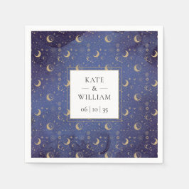 Celestial Mystical Guld Måne och Stars Bröllop Pappersservett