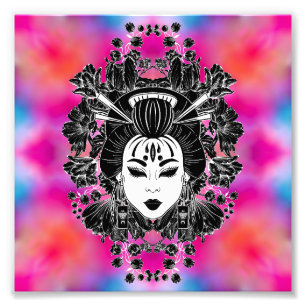 CELESTIAL MYSTICAL JAPANESE GEISHA SPIRIT FOTOTRYCK