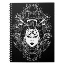 CELESTIAL MYSTICAL JAPANESE GEISHA SPIRIT PÅ BLACK ANTECKNINGSBOK