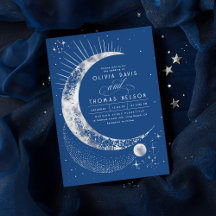 Celestial Mystical Måne Starry Night Boho Bröllop