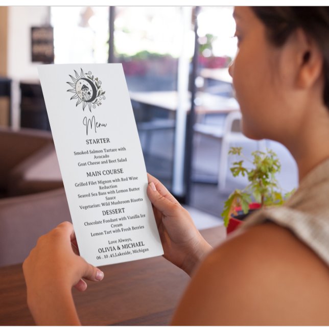 Celestial Mystical Wedding Menu Card  Meny (Skapare uppladdad)