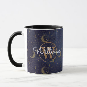 Celestial Mystisk Guld Monogram Skriptnamn Mugg