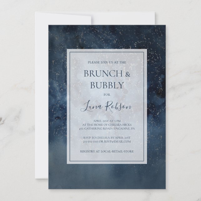Celestial Natt Himlar med Ram Brunch och Bubly Inbjudningar (Framsida)