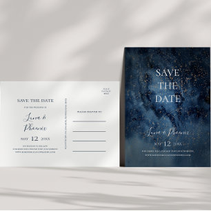 Celestial natt himmel Guld Save The Date vykort
