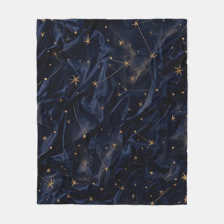 Celestial Natt Himmel Guld Stjärnor Whimsigoth Kas Fleecefilt