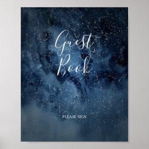 Celestial natt himmel   Silver gästbokssida Poster