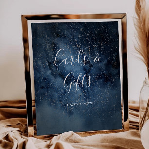 Celestial natt himmel Silver Kort och presentkor Poster