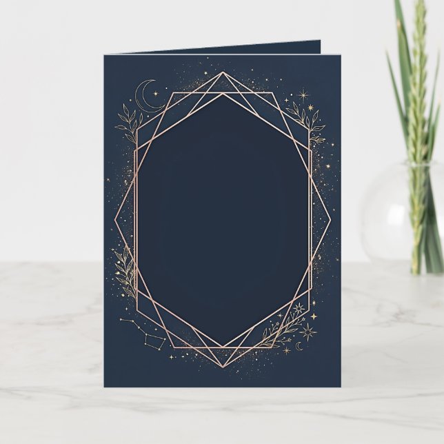 Celestial Navy Blå & Guld Tom Inbjudan (Framsida)