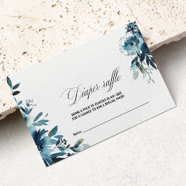 Celestial Navy Blue Blommigt Diaper Raffle Tilläggskort