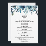 Celestial Navy Blue Blommigt Kissing Menu<br><div class="desc">Den heliga marinens blå blommigt kyssmeny är perfekt för ett modernt bröllopsmottagning. Konstruktionen har marin,  blå och indigo vackert handdragna peonier,  väl placerade i en charmerande bukett.</div>