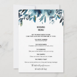 Celestial Navy Blue Blommigt Kissing Menu