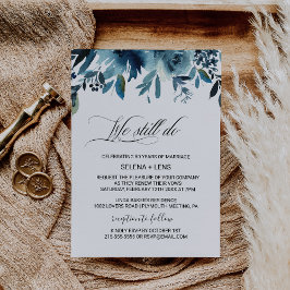 Celestial Navy Blue Blommigt Vow Renewal Inbjudningar