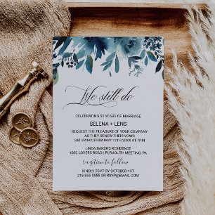 Celestial Navy Blue Blommigt Vow Renewal Inbjudningar