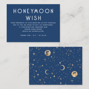 Celestial Navy Blue Bröllop Honeymoon Wish Tilläggskort
