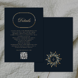 Celestial Navy Blue Golden Mystical Monogram QR Tilläggskort