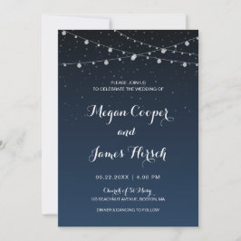 Celestial Navy Blue Starry Night Bröllop Inbjudningar