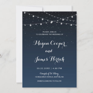 Celestial Navy Blue Starry Night Bröllop Inbjudningar