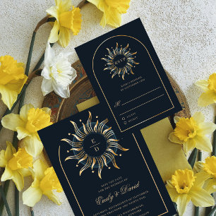 Celestial Navy Golden Monogram Boho OSA kort