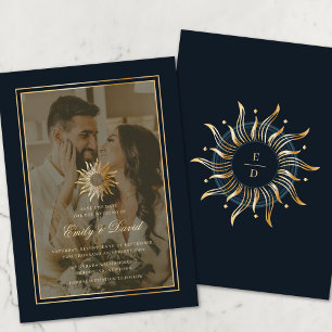 Celestial Navy Golden Monogram Photo Overlay Spara Datumet